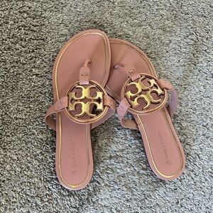 Tory Burch Miller Nude Pink with metal Sandals, size 8